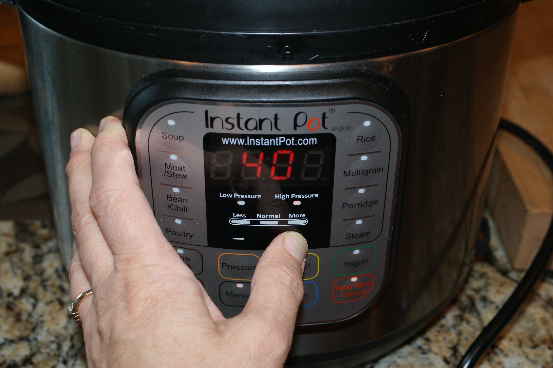 How to set instant pot to high pressure for 5 outlet minutes